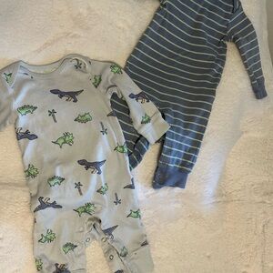 Carter's Dinosaur and Striped Footless Romper Bodysuits